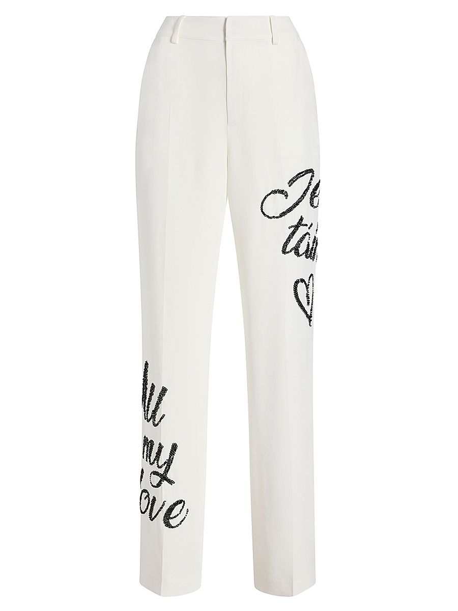 Women's Collins Crushed Sequin Pants - Ivory Black - Size 10