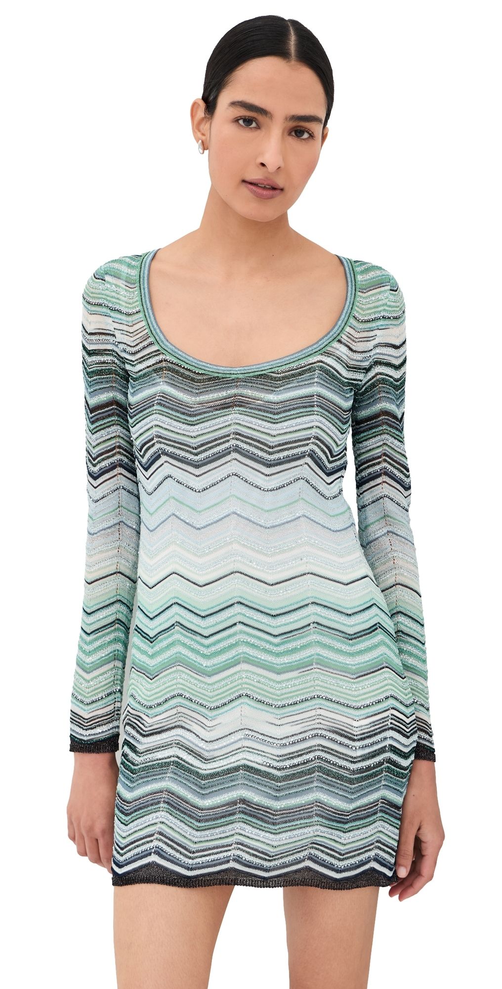 Missoni Short Sequin Dress Turquoise Tones 42