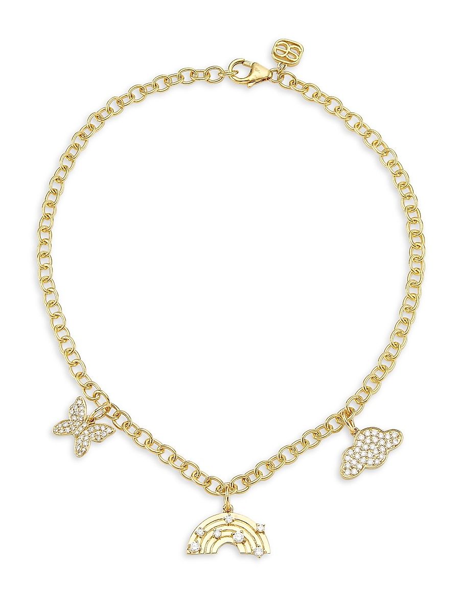 Women's 14K Yellow Gold & 0.34 TCW Diamond Charm Anklet - Gold