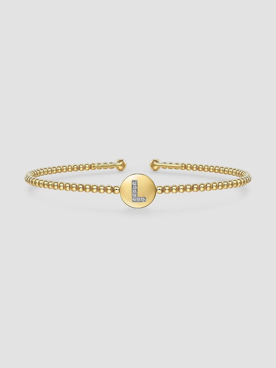 Gabriel & Co Women's Bujukan 14K Yellow Gold & 0.03 TCW Diamond Initial L Diamond Bangle - Yellow Gold