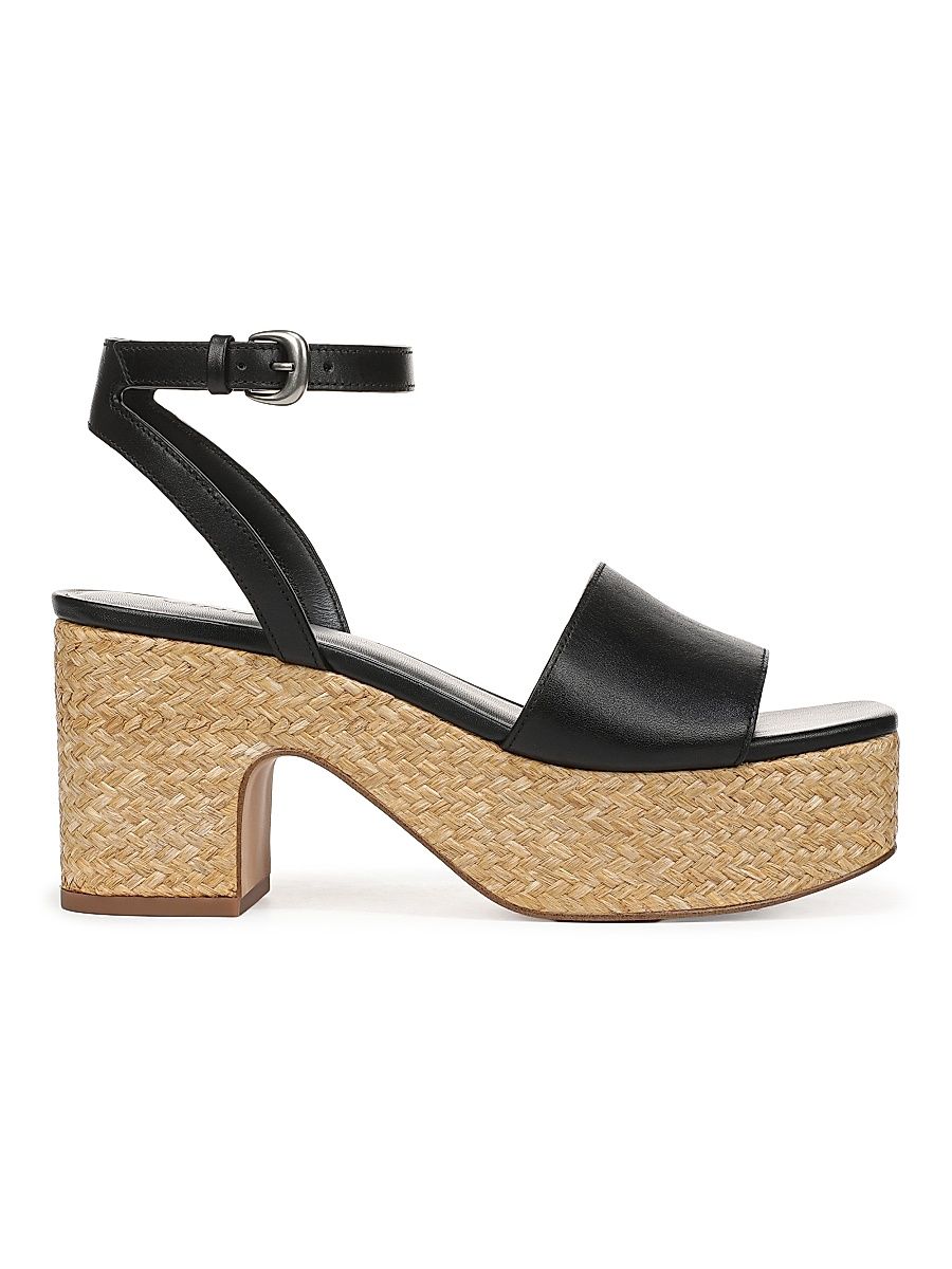 Women's Castella 80MM Leather Strappy Sandals - Black - Size 11