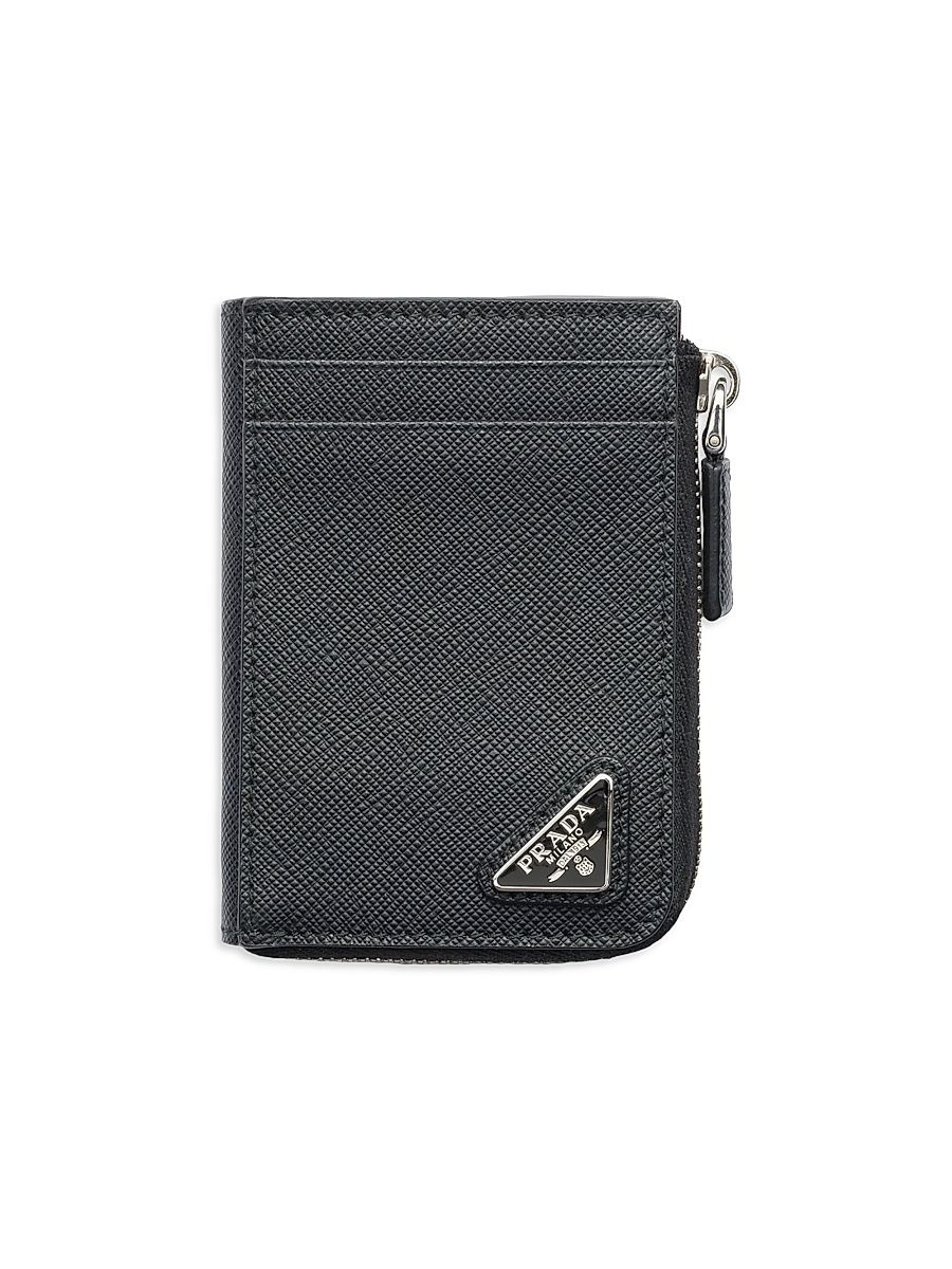 Men's Saffiano Leather Card Holder - Black