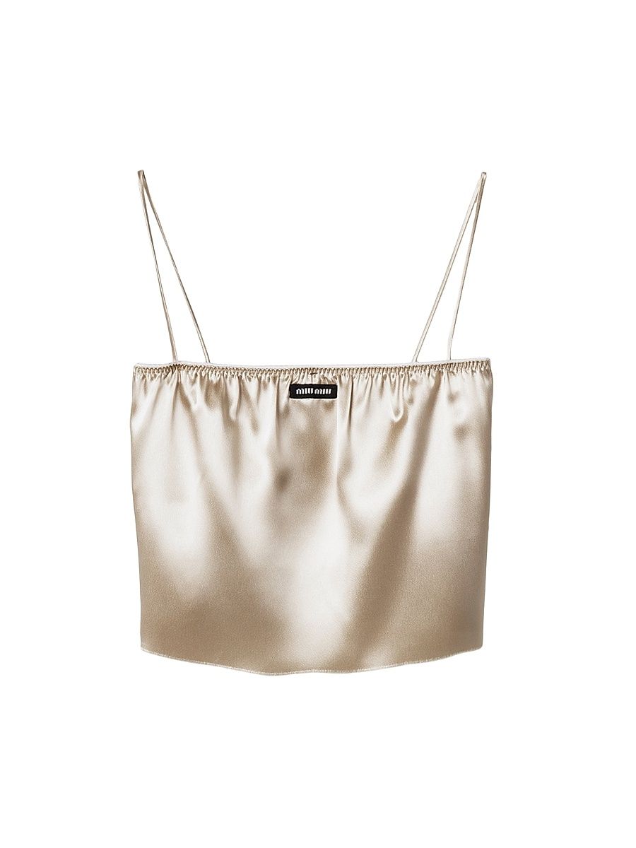 Women's Satin Top - Beige Khaki - Size 0
