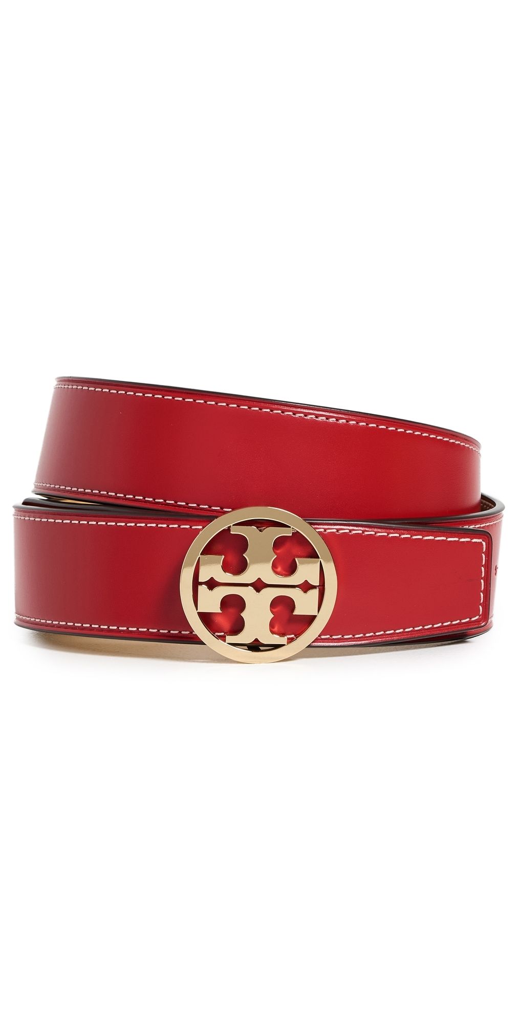 Tory Burch Miller Smooth Reversible Belt 1.5 Tory Red/Ginger Shortbread/Gol XS