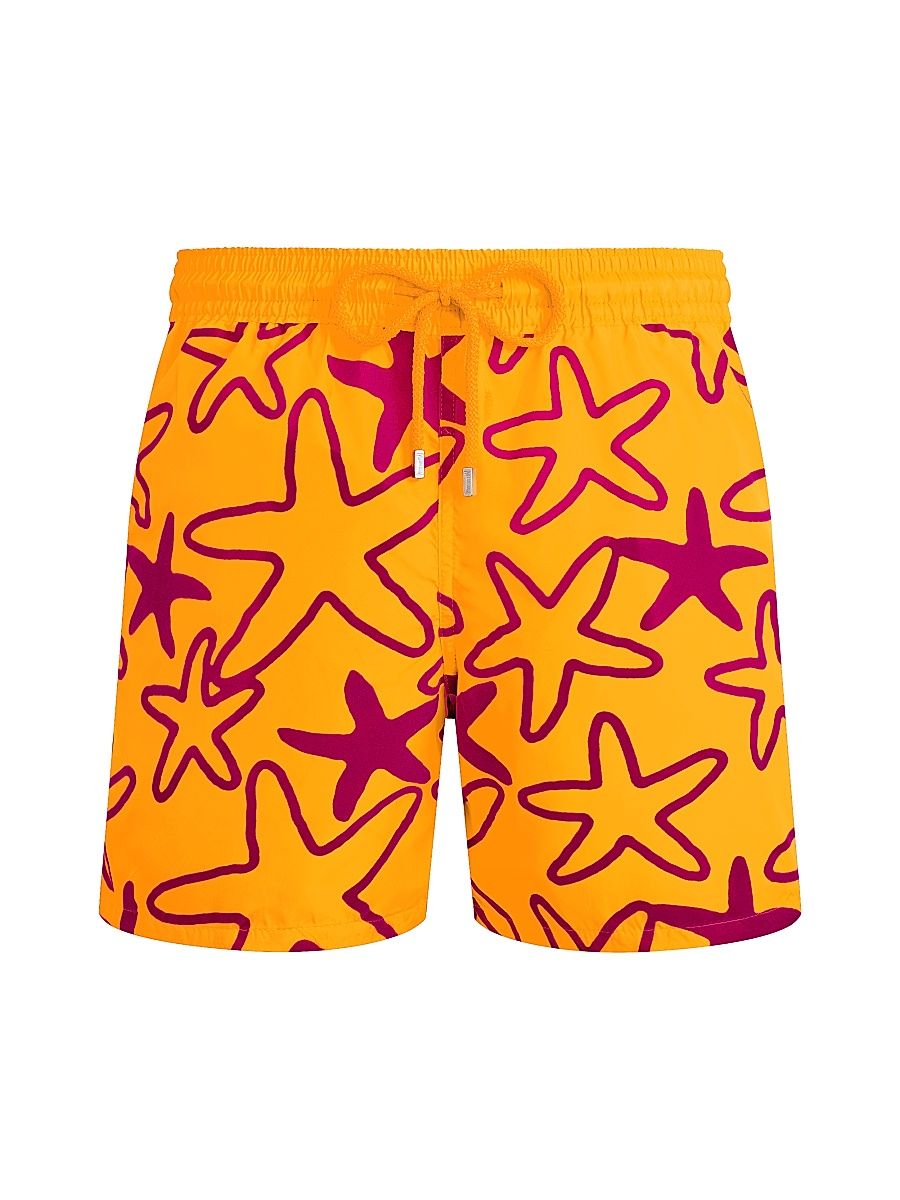 Men's Starlettes Packable Flocked Swim Trunks - Fluo Fire - Size XL