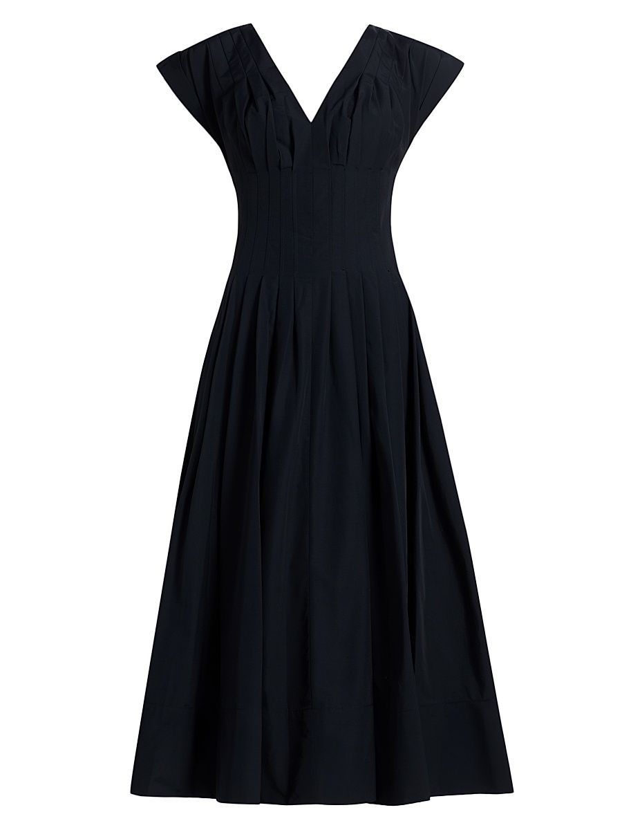 Women's Nina Pleated Midi-Dress - Midnight - Size 0