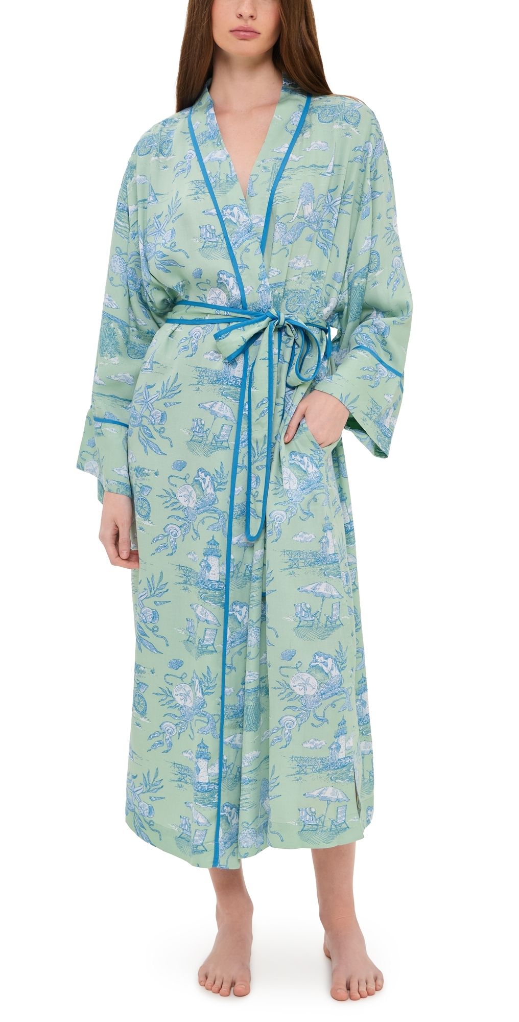 Printfresh Satin Robe Sea Foam L/XL