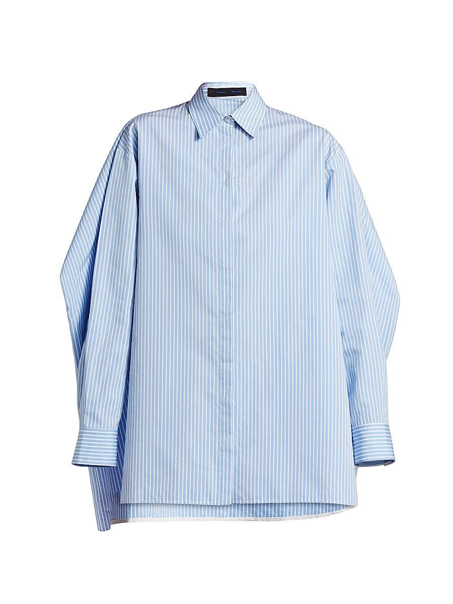 Women's Isla Striped Cotton & Silk Poplin Mini-Shirtdress - Pale Blue Multi - Size 14