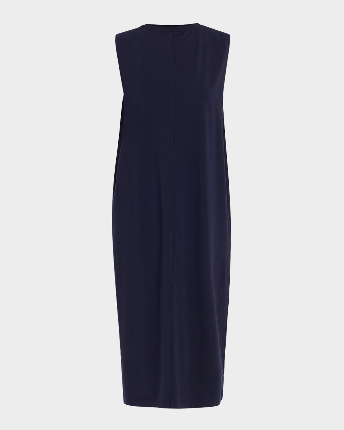 Sleeveless High-Neck Jersey Midi Shift Dress