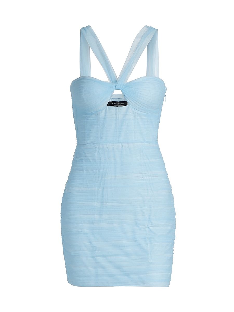 Women's Tulle Halterneck Minidress - Sky Way - Size 8