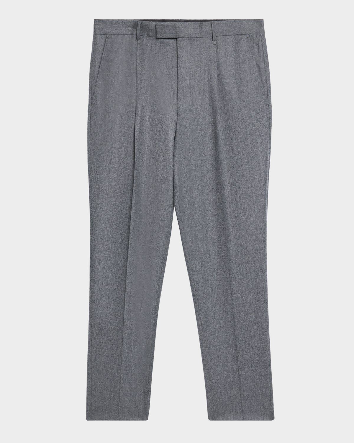 Men & apos;s Wool Flannel Pleated Tapered Fit Trousers
