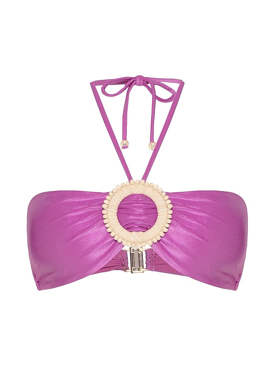 Women's Groovy Embellished Bandeau Bikini Top - Purple - Size Small