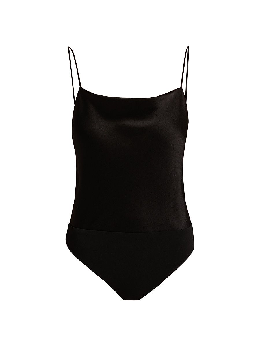 Women's Harmon Satin Bodysuit - Black - Size XL