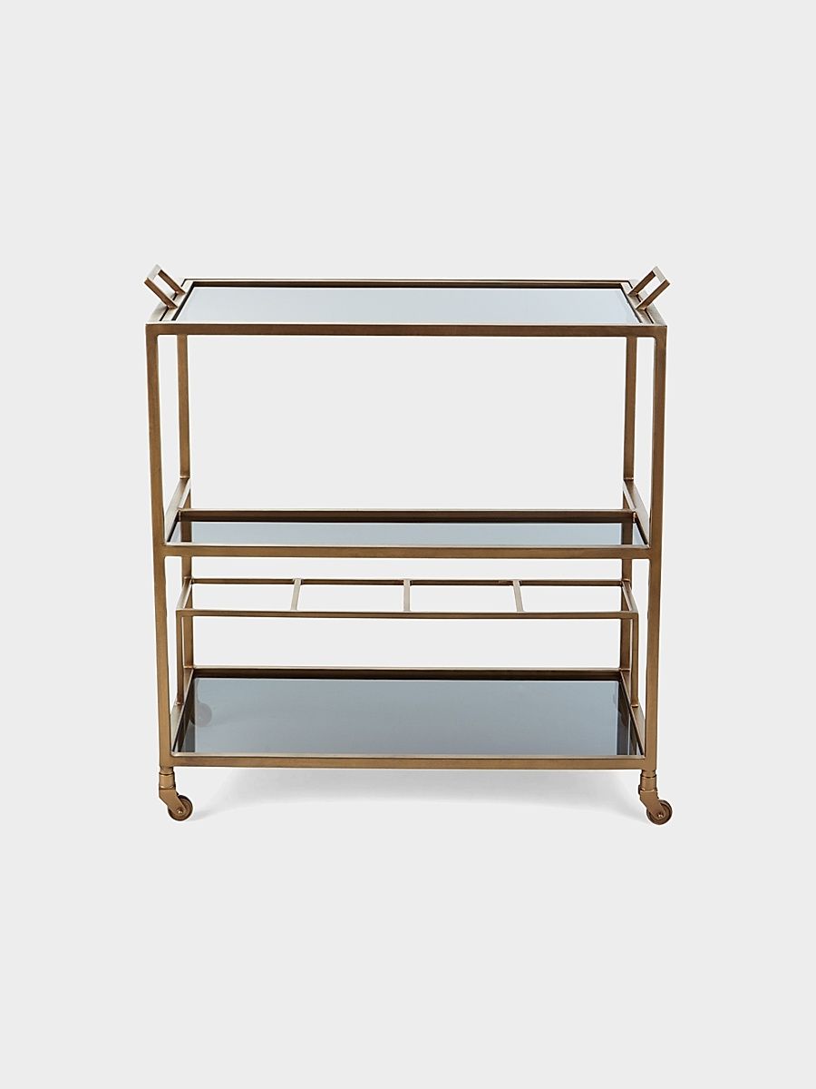Jak Iron & Glass Tiered Bar Cart - Bronze