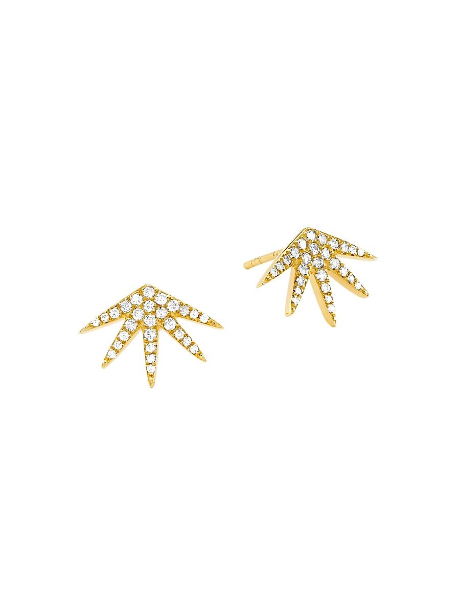 Women's 14K Yellow Gold & 0.315 TCW Diamond Sunburst Fan Stud Earrings - Yellow Gold