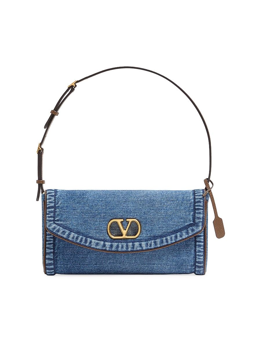 Women's Valentino Garavani Devain Small Denim Shoulder Bag - Denim
