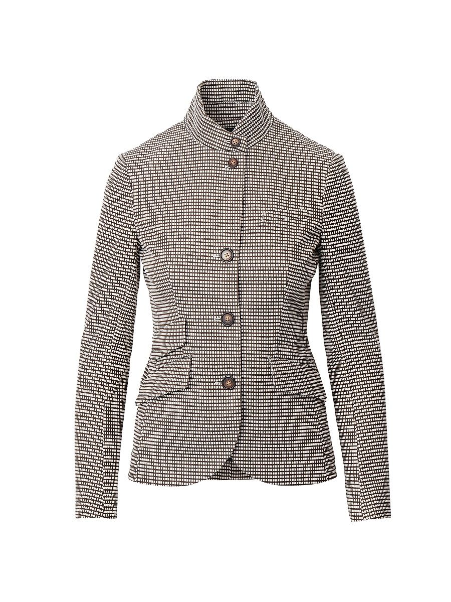 Women's Slade Check Stretch-Cotton Blazer - Brown Gingham - Size 6