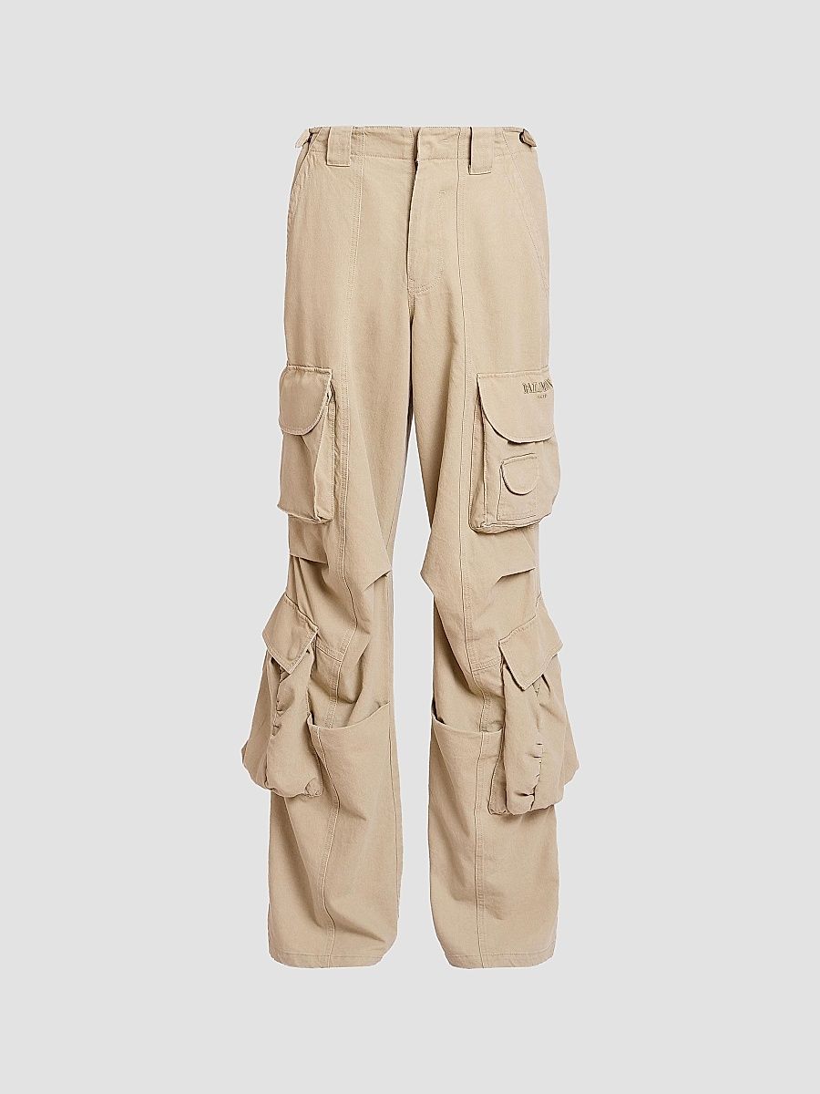 Balmain Men's Cotton Cargo Pants - Sable - Size 44