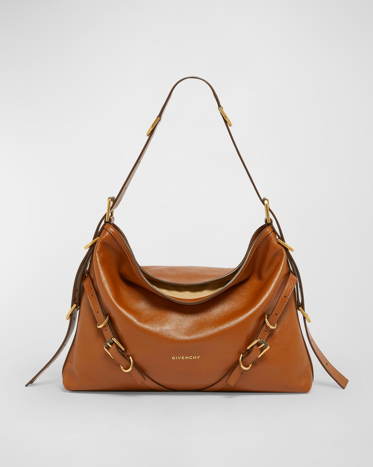 Voyou Medium Shoulder Bag in Shiny Tumbled Leather