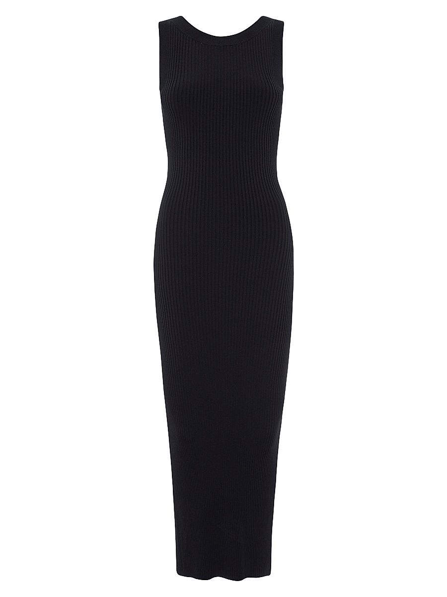 Women's Shine Rib Sleeveless Maxi Dress - Black - Size XL