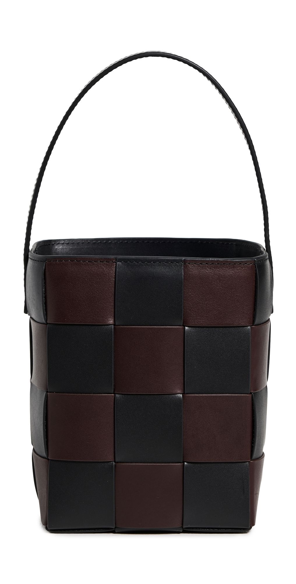 Loeffler Randall Laith Wide Woven Top Handle Bucket Bag Black/Espresso One Size