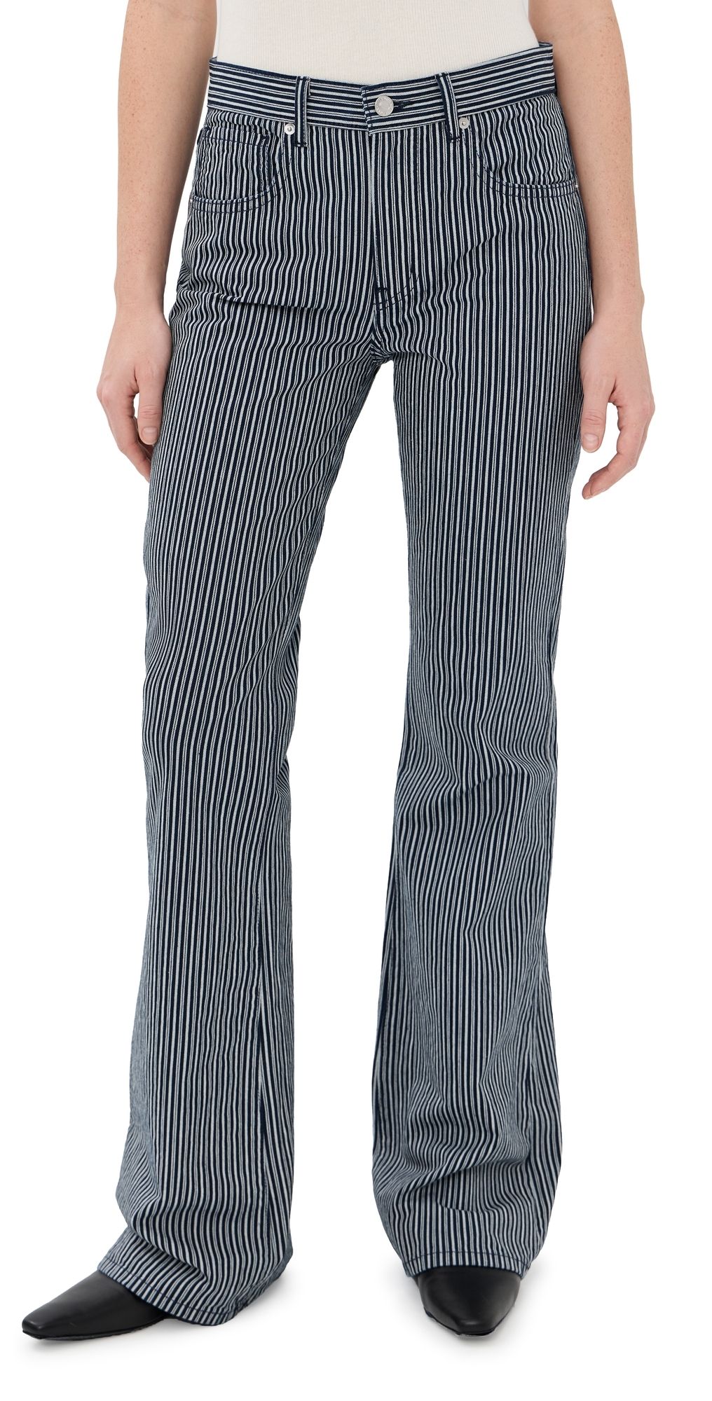 Nili Lotan Celia Striped Jeans Railroad Stripe Rinse 25