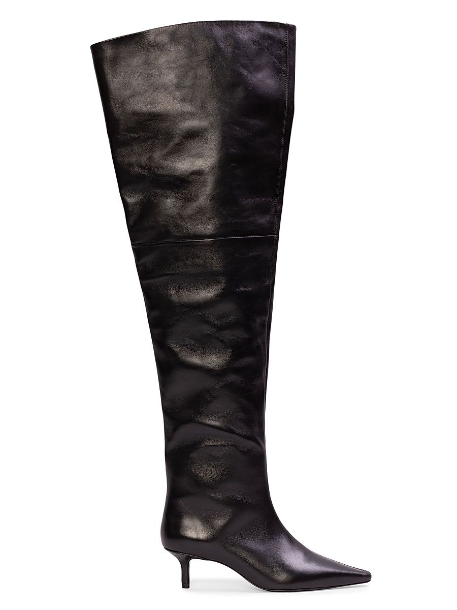 Women's Kira 50MM Thigh-High Boots - Black Leather - Size 9