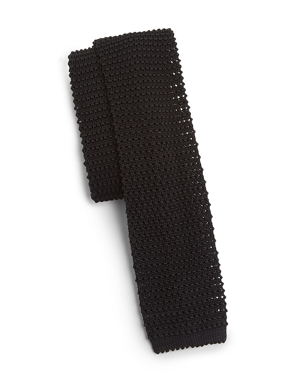 Men's Cravatta Tricot Silk Tie - Night Blue