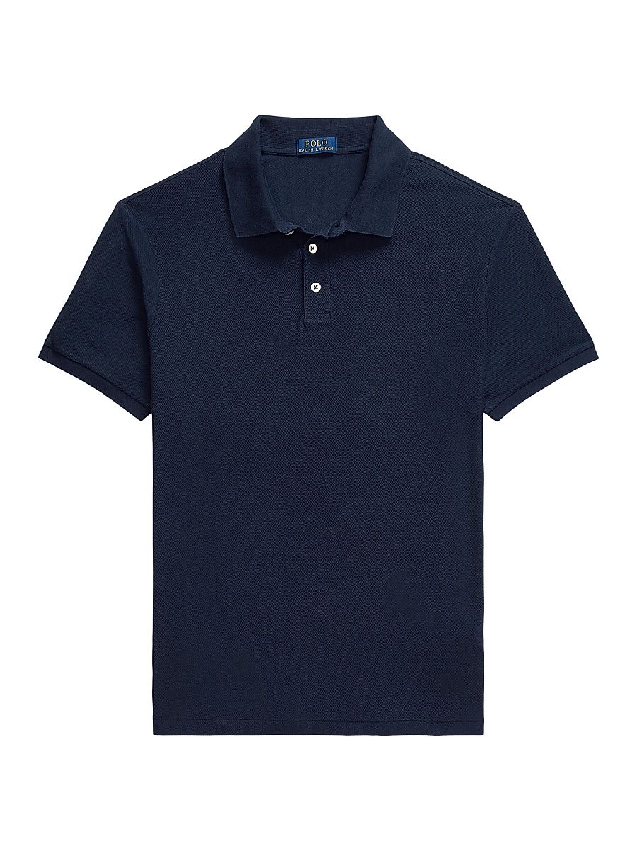 Men's Honeycomb Short-Sleeve Cotton Polo Shirt - Dress Shirt Blue - Size XXL