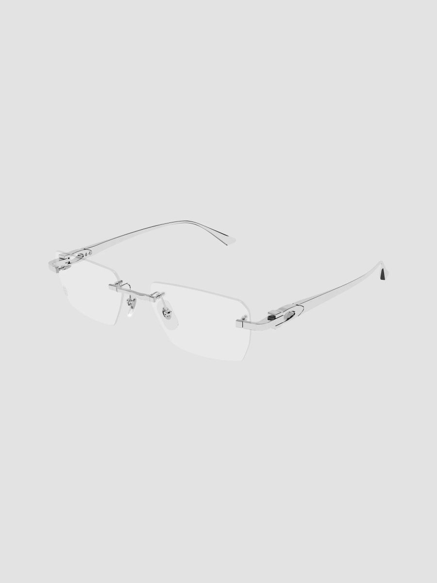 Cartier Men's Motifs De Cartier Ct0662O Rimless Rectangular Optical Glasses - Silver