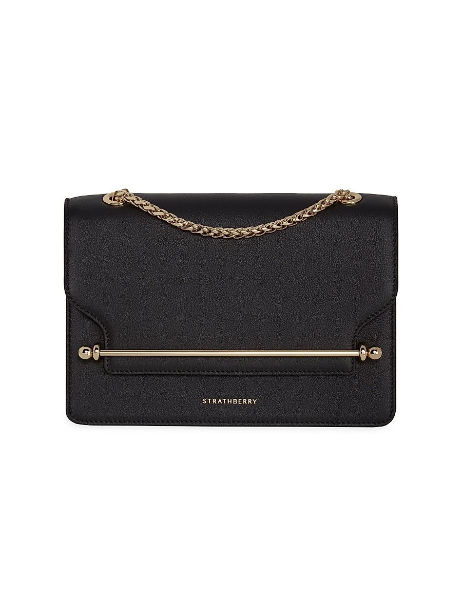 Women's East/West Leather Shoulder Bag - Black