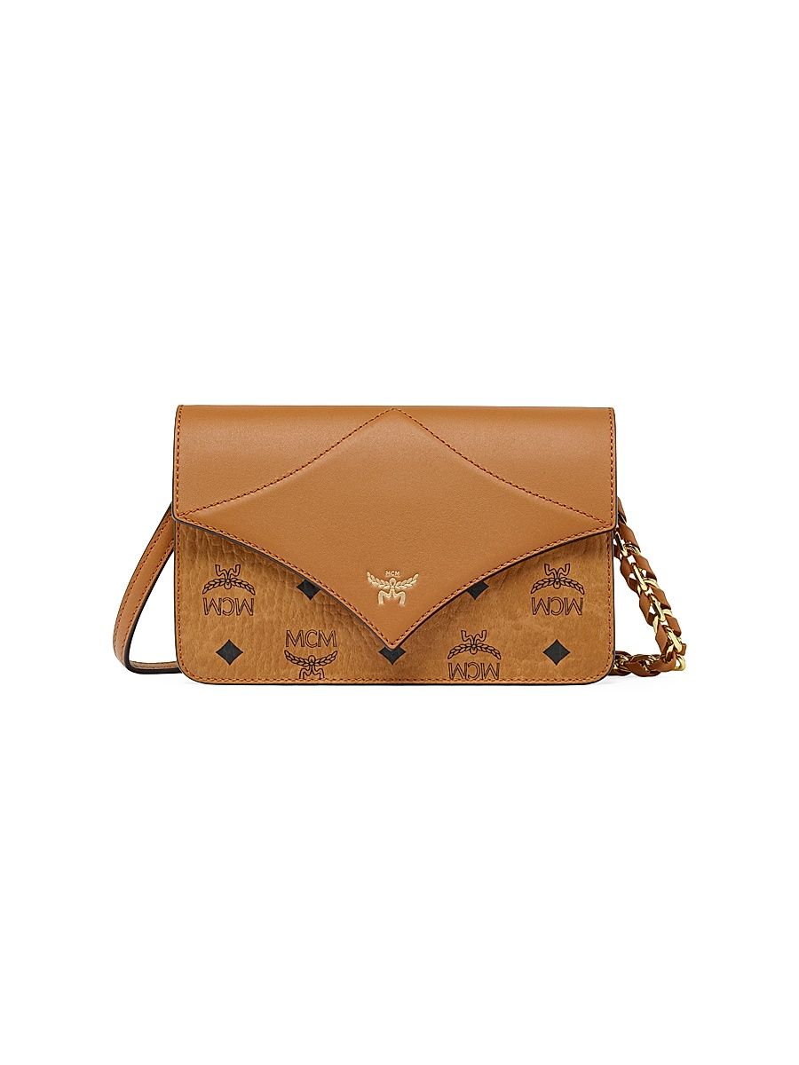 Women's Diamond Mini Visetos & Leather Shoulder Bag - Cognac