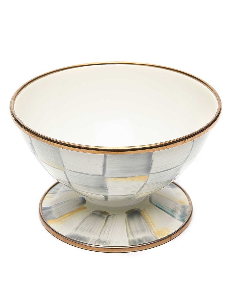 Sterling Check Enamel Ice Cream Dish