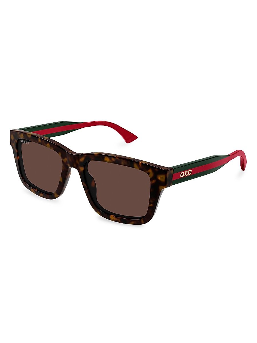 Men's New Pop Web 53MM Square Sunglasses - Red Green Havana