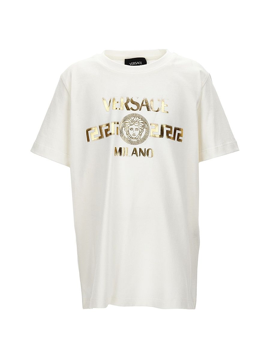 Little Kid's & Kid's Foil Logo Print T-Shirt - White - Size 8