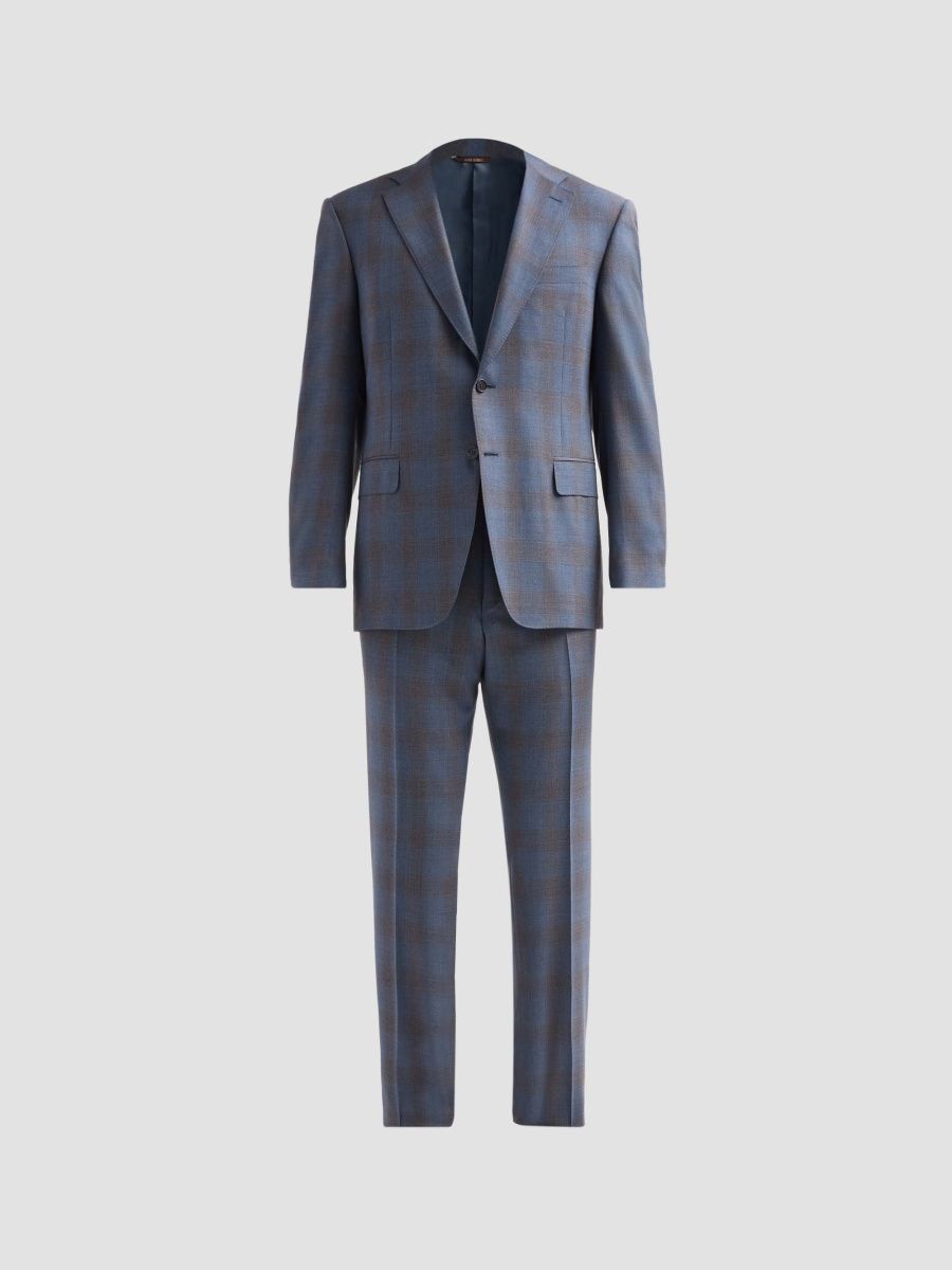 Canali Men's Plaid Wool Classic-Fit Single-Breasted Suit - Charcoal - Size 42