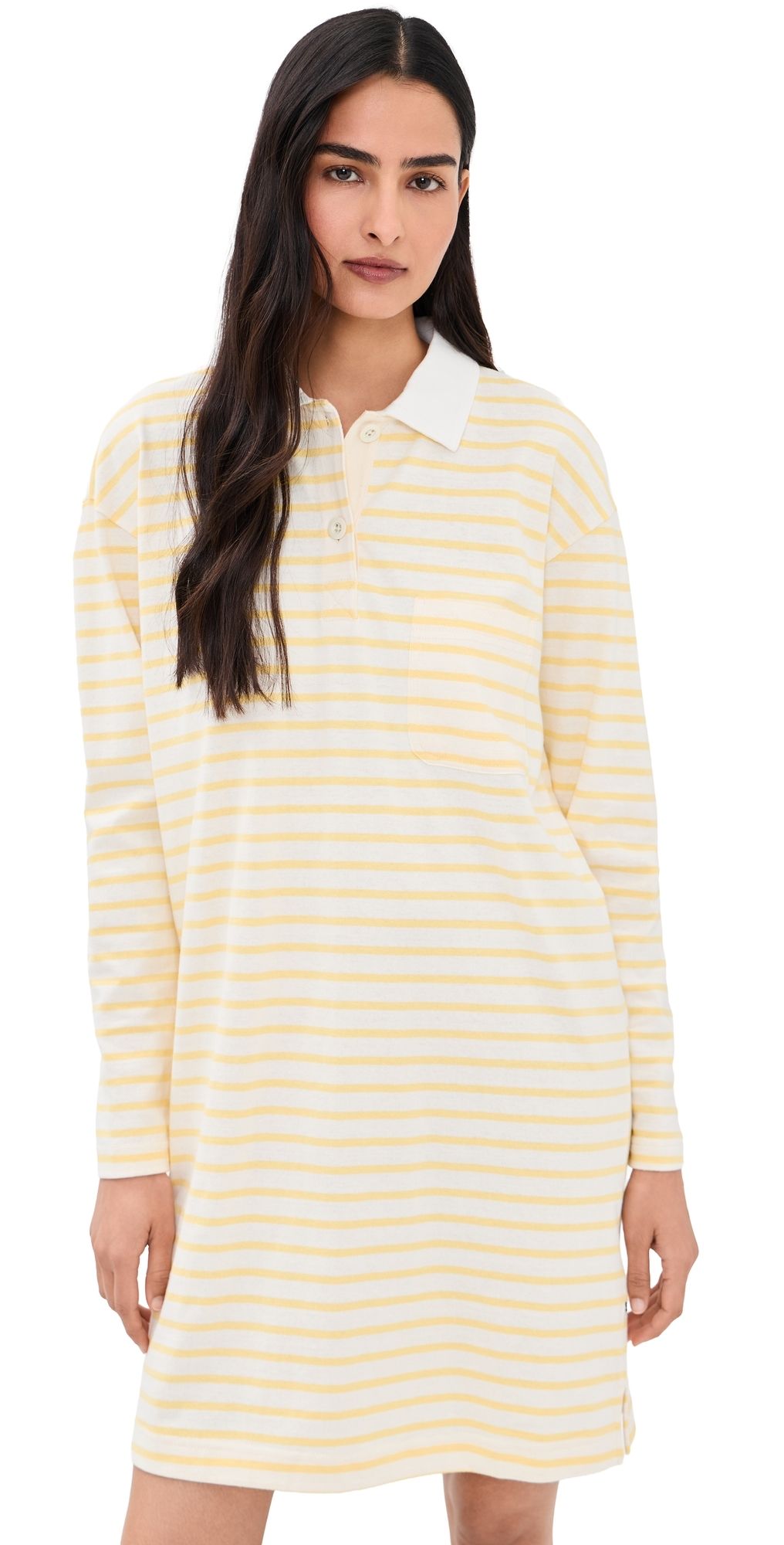 Alex Mill Rugby Dress In Stripe Natural/Yellow XL
