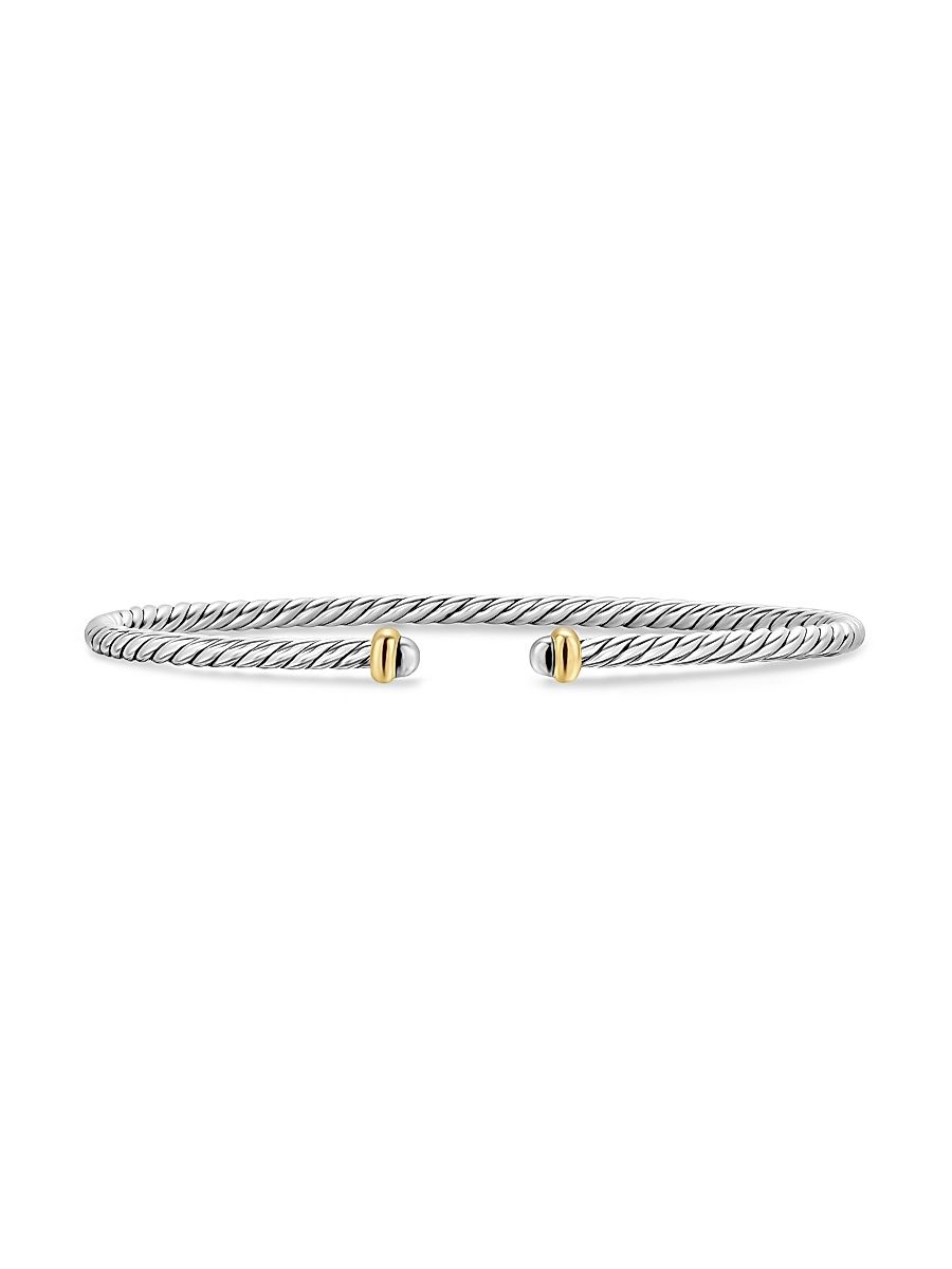 Women's Micro Cable Flex Bracelet in Sterling Silver - Silver - Size Medium