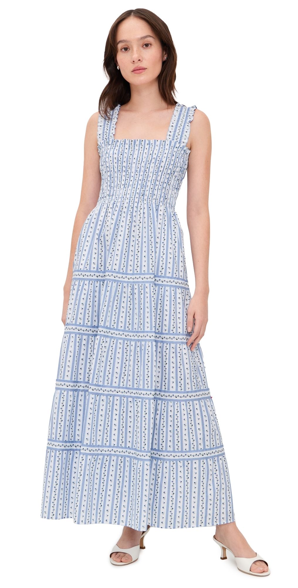 Hill House Home The Kimmy Maxi Dress Petal Stripe Blue XL