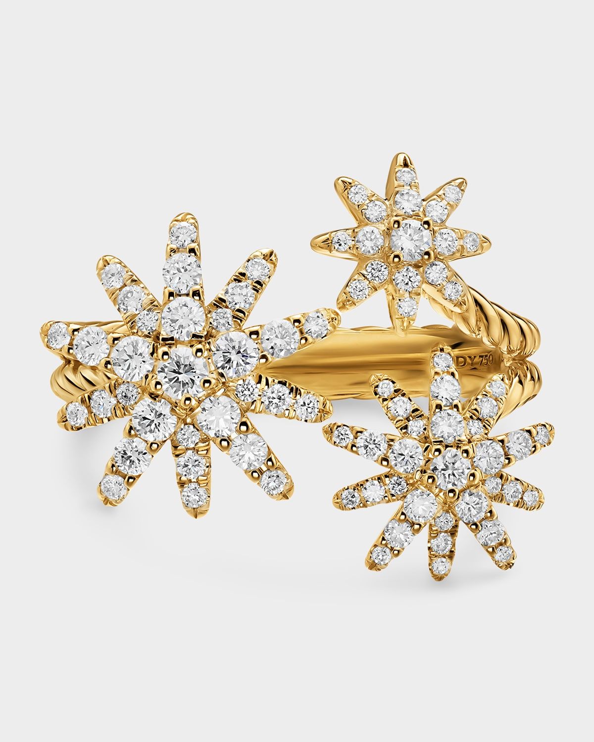 Starburst Multi Star Ring with Diamonds in 18K Gold, 17.7mm