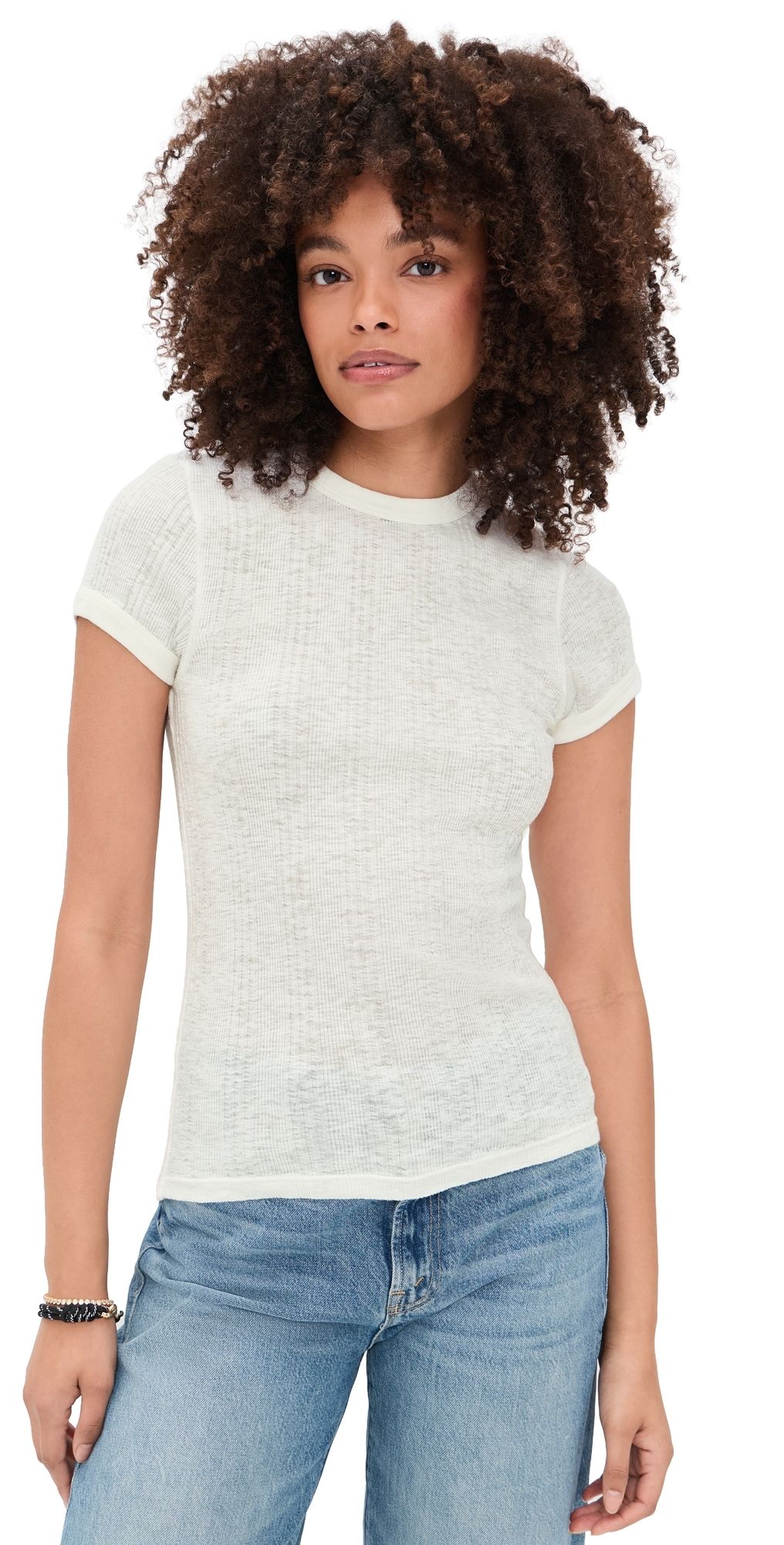 MOTHER The Itty Bitty Ringer Tee Antique White XS