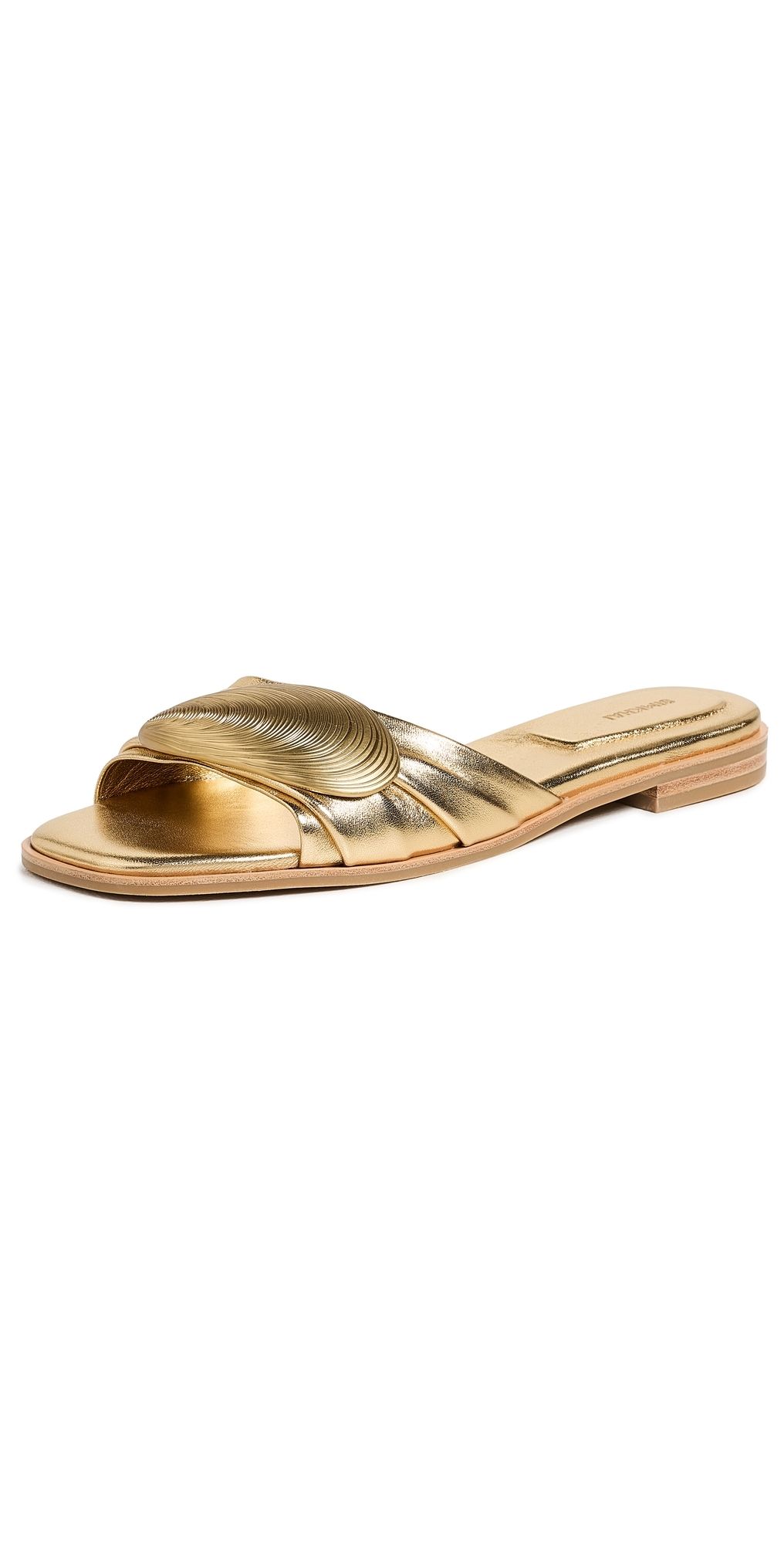 SIMKHAI Gigi Oyster Metallic Leather Sandals Gold 39