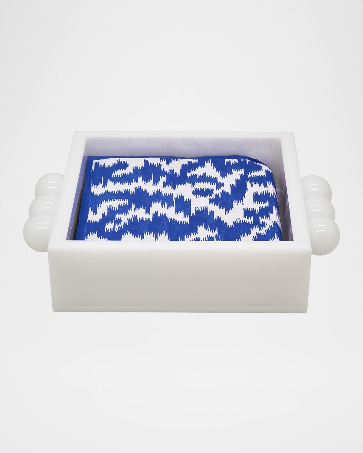 White Lucite Cocktail Napkin Tray with Bubbles