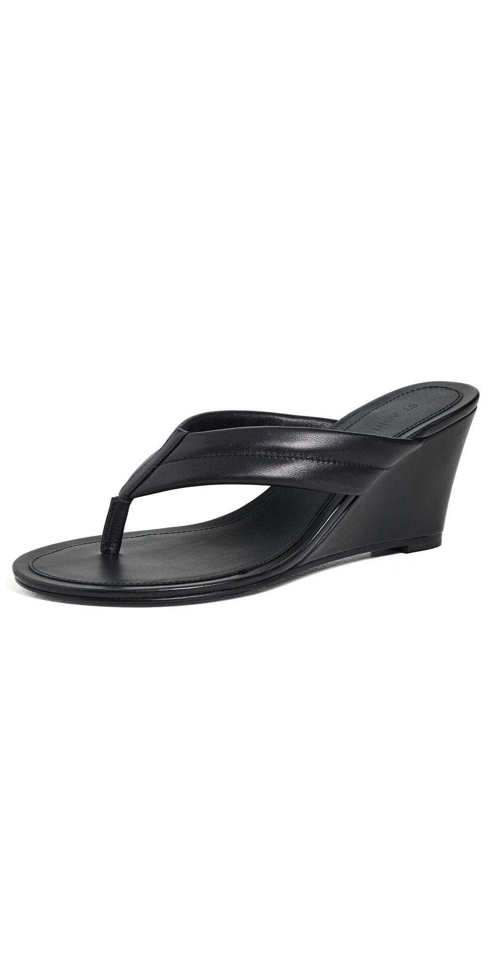 St. Agni Stitch Detail Thong Wedges Black 40