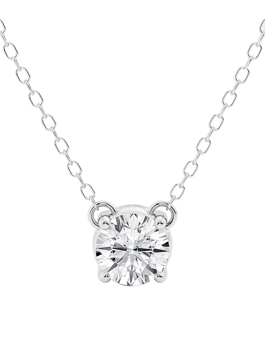 Women's 14K White Gold & 0.5 TCW Lab-Grown Diamond Pendant Necklace - White Gold