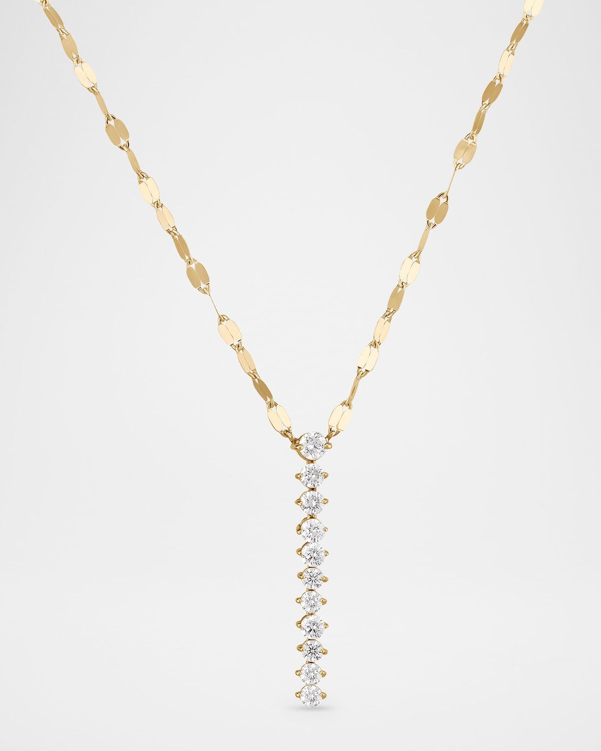 14K Gold Mini Flawless Diamond Tennis Lariat Necklace