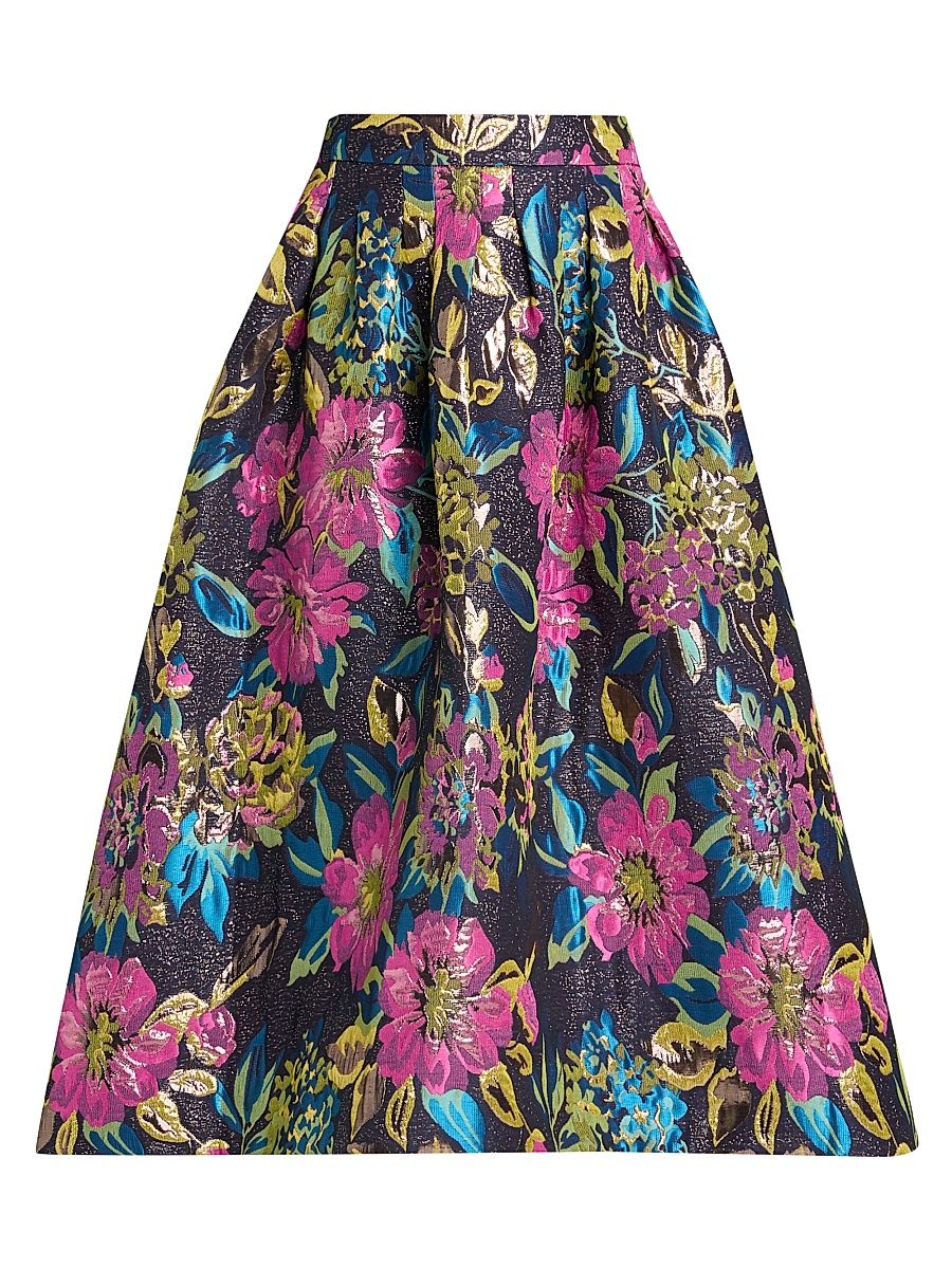 Women's Elyce Floral Brocade Midi-Skirt - Multi Canopy Blooms - Size 10