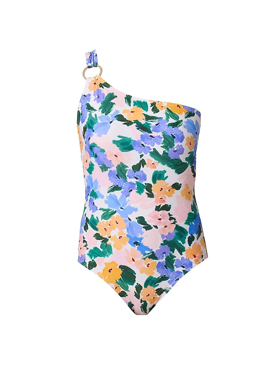 Shoshanna Women's Floral One-Shoulder One-Piece Swimsuit - Multi - Size 10