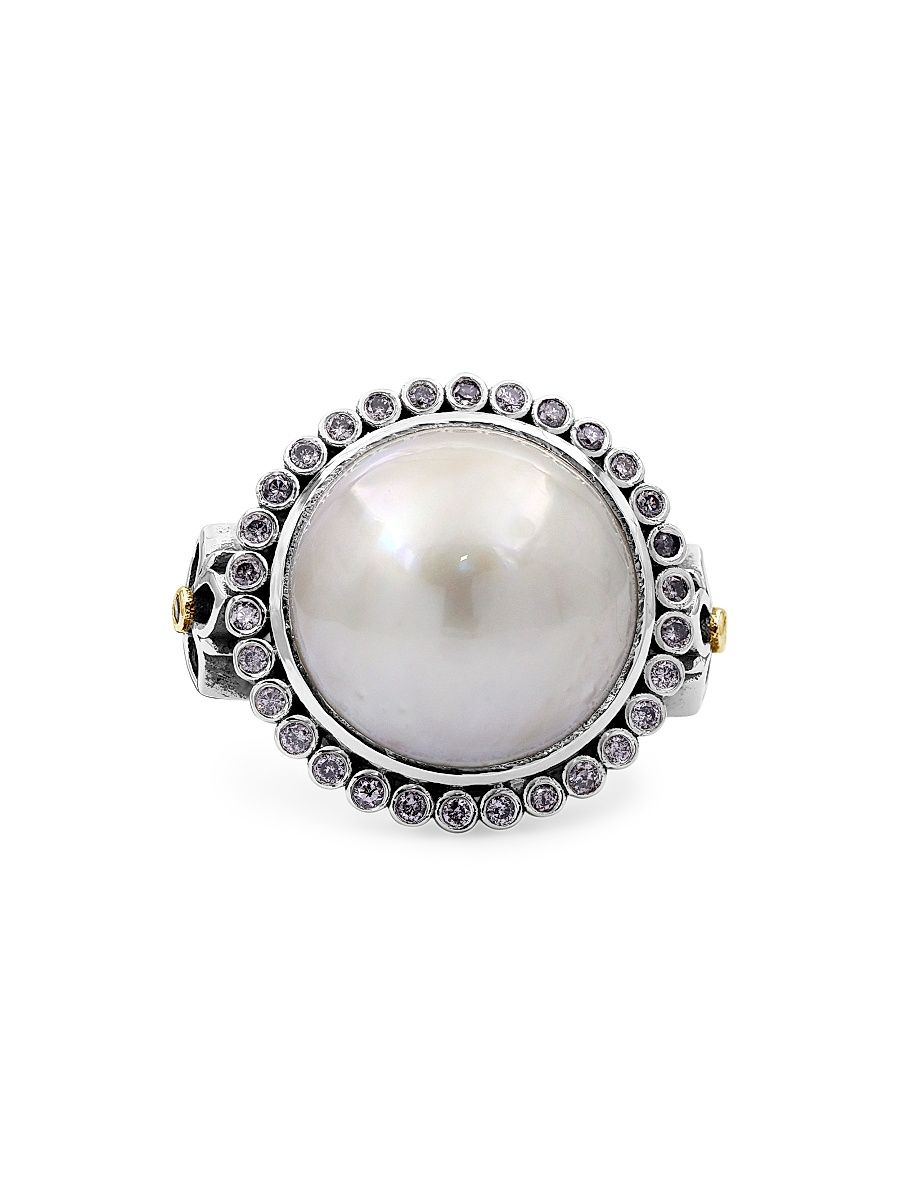 Women's Pearlicious Sterling Silver, 18K Yellow Gold & Multi-Gemstone Ring - Silver - Size 7