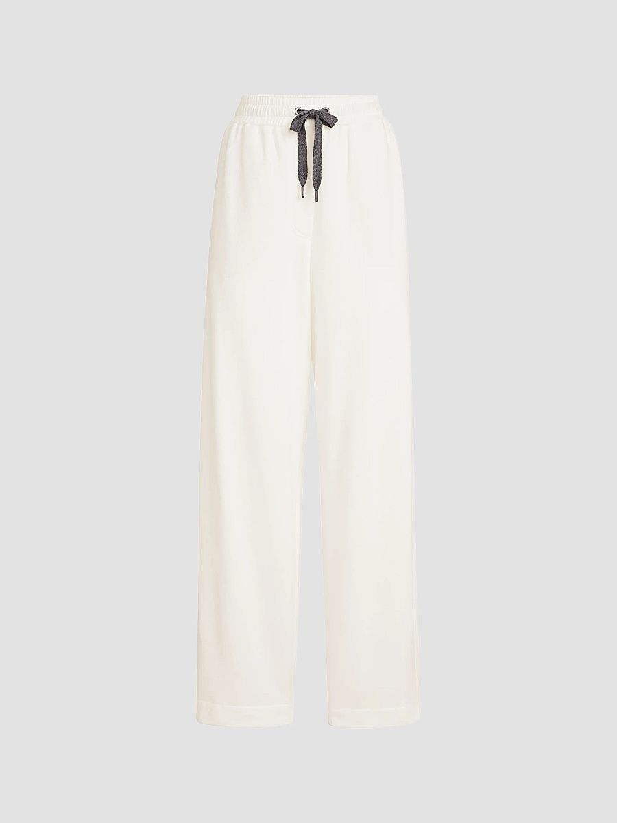 Women's Techno Cotton Piqué Track Trousers - White - Size XXXL